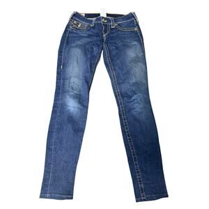 True Religion Misty Skinny Low-Rise Jeans, Dark Wash, Size 25